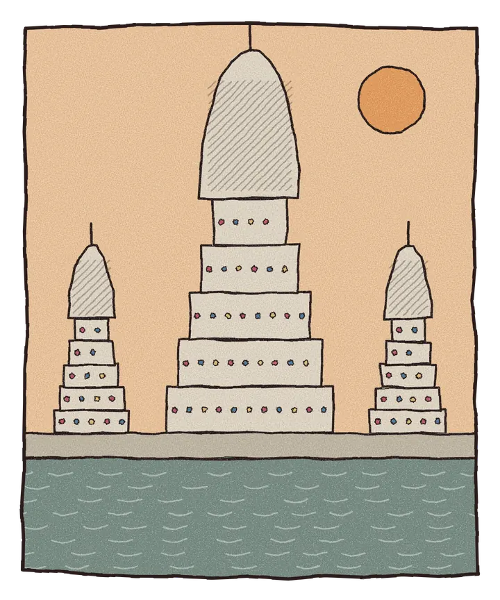Håndtegnet illustrasjon av Wat Arun