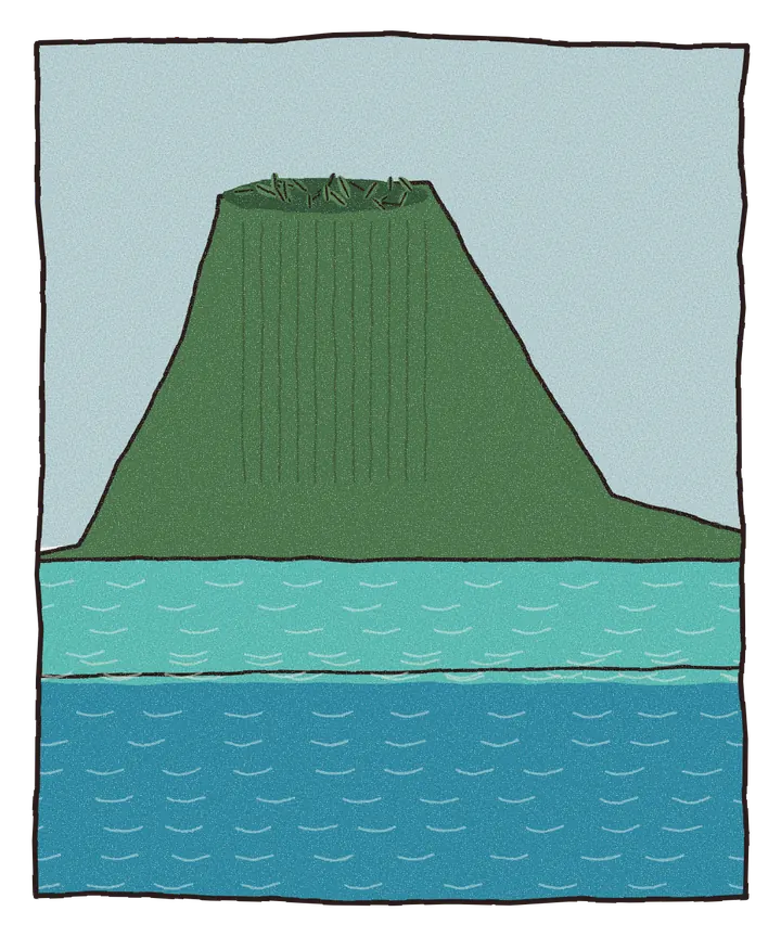 Håndtegnet illustrasjon av Le Morne Brabant