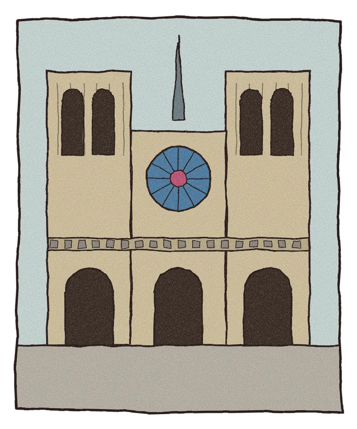 Håndtegnet illustrasjon av Notre-Dame