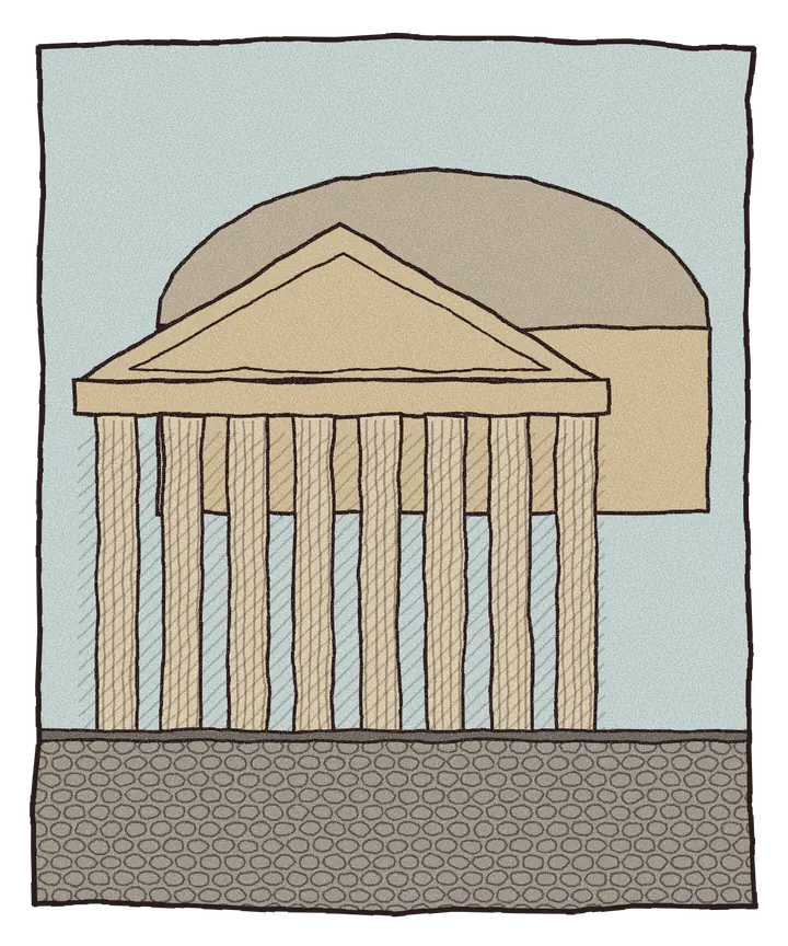 Håndtegnet illustrasjon av Pantheon